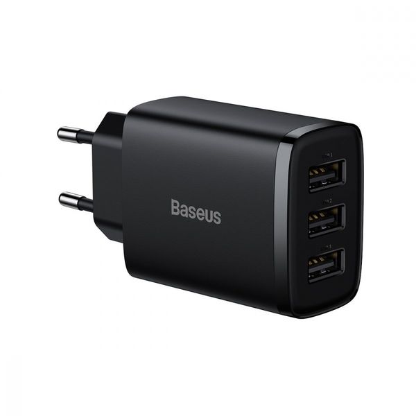 Мережевий зарядний пристрій Baseus Compact Charger 3U 17W Black 367170001 фото