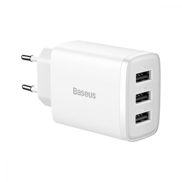 Мережевий зарядний пристрій Baseus Compact Charger 3U 17W White 367170003 фото