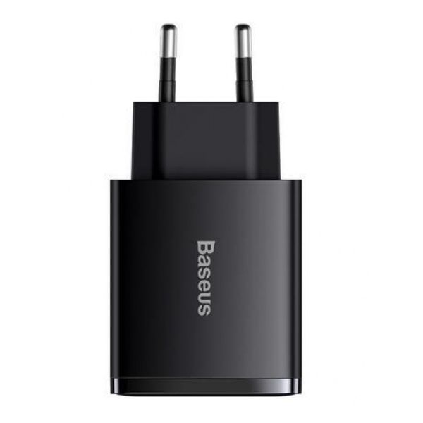 Мережевий зарядний пристрій Baseus Compact Quick Charger 2xUSB U+C 30W Black 333730001 фото