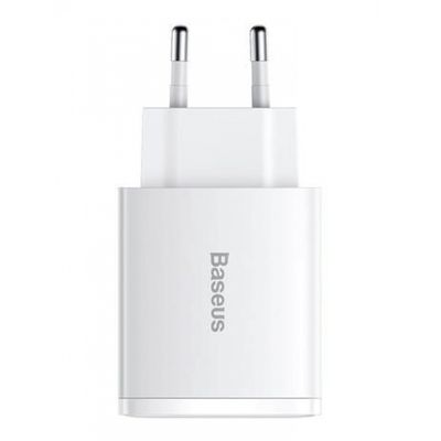 Мережевий зарядний пристрій Baseus Compact Quick Charger 2U+C 30W White 333730003 фото